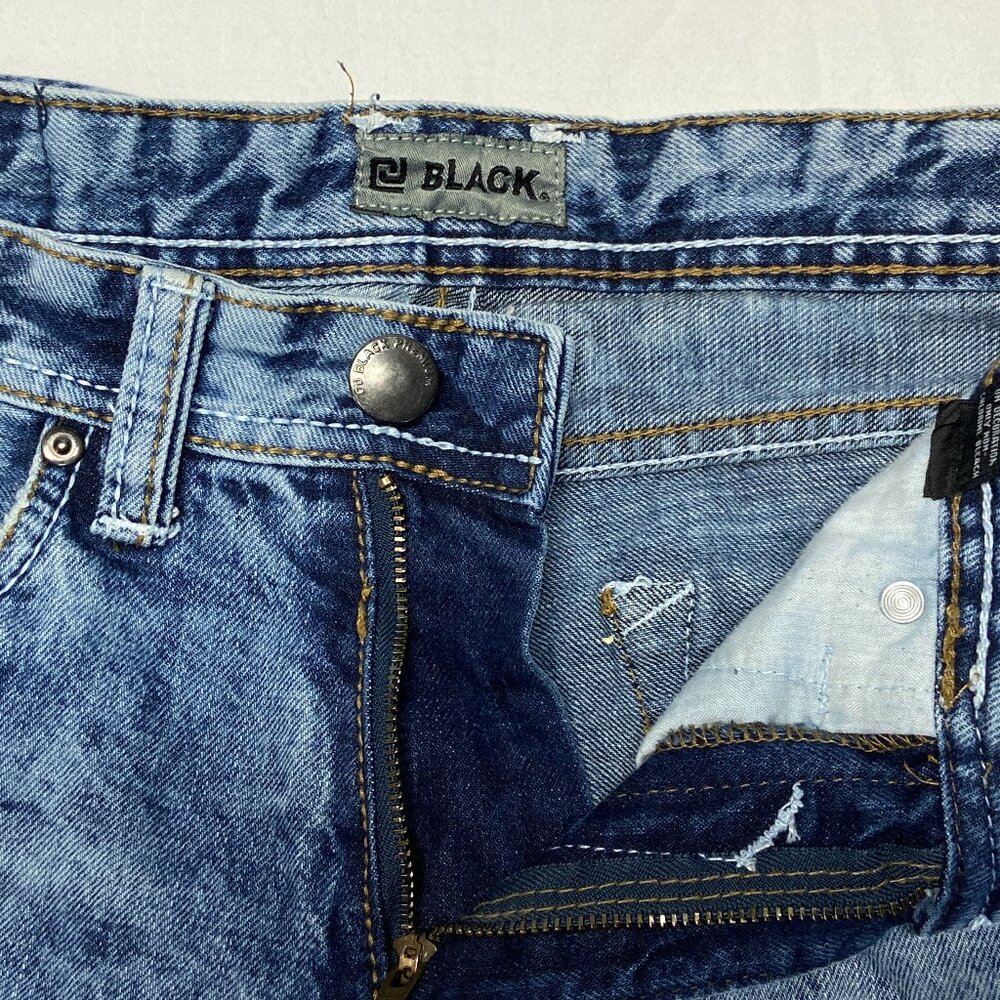 CJ Black Distressed Slim Denim Jeans Faded Medium Wash 28 Embroidered Pocket - Picture 12 of 14